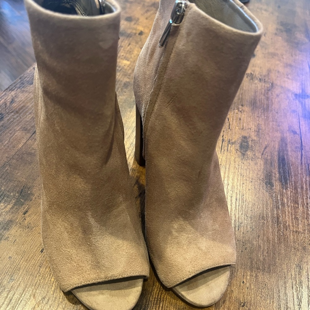 Sam Edelman Tan Peep-Toe Heeled Boots